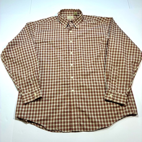 L.L. Bean Red Plaid Button-Down Shirt Men's Size XL - Picture 1 of 5